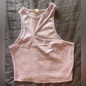 Lavender Ribbed Tank Top with Neck Detail - Size S